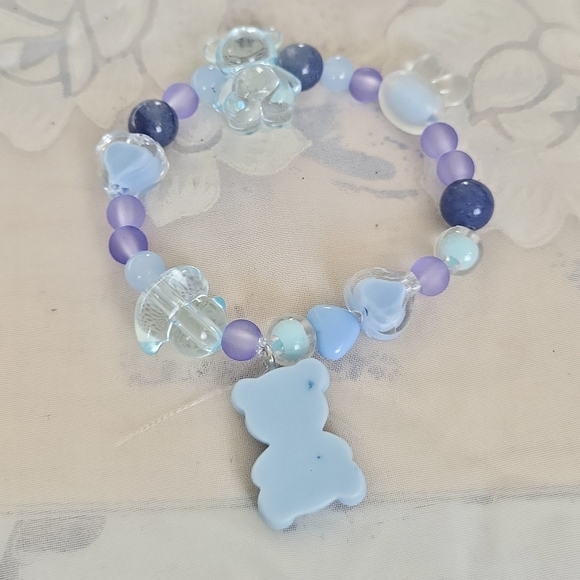 Bear duck heart Rabbit Stretch Purple Blue bracelet - Picture 2 of 5